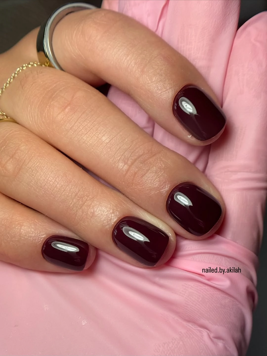 Fall short nails 2026 Deep Burgundy Short Round Manicure