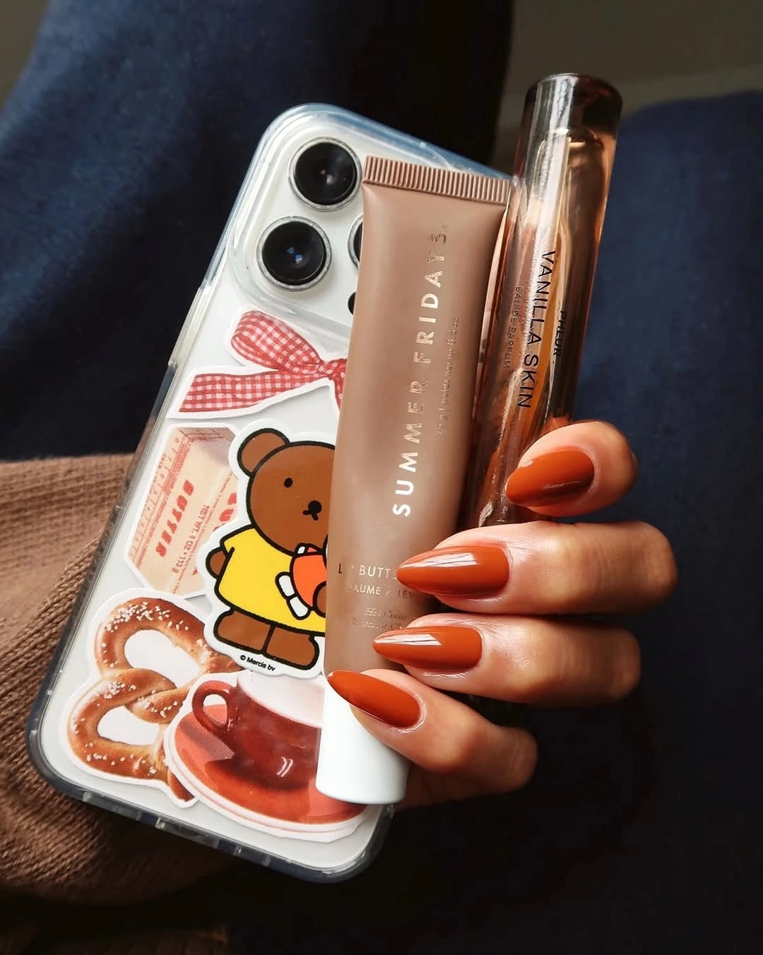 Fall short nails 2026 Burnt Orange Gloss Nails With Coffee Cup Styling