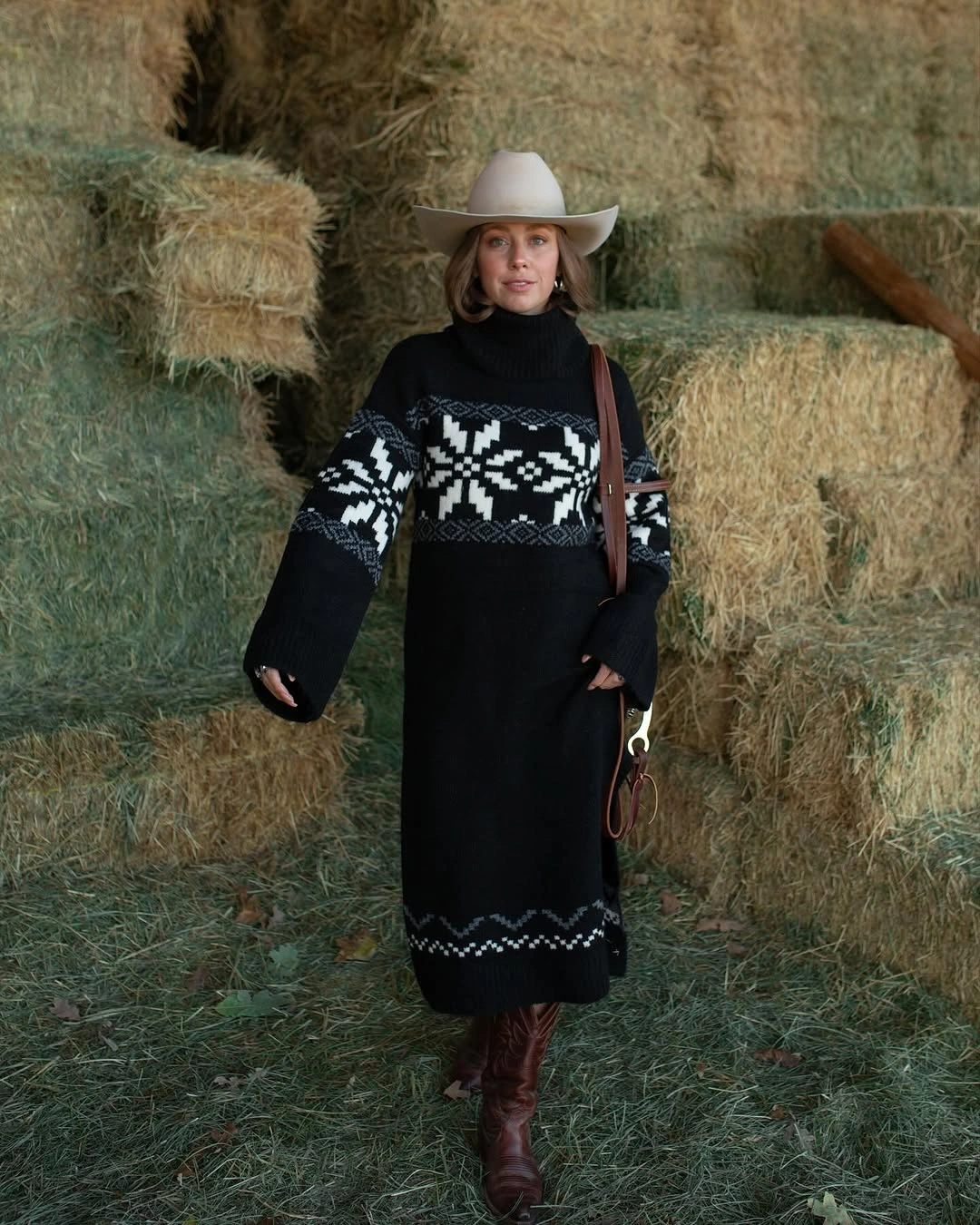 fall sweater dress outfits 2026 Nordic-Inspired Sweater Dress With Western Character