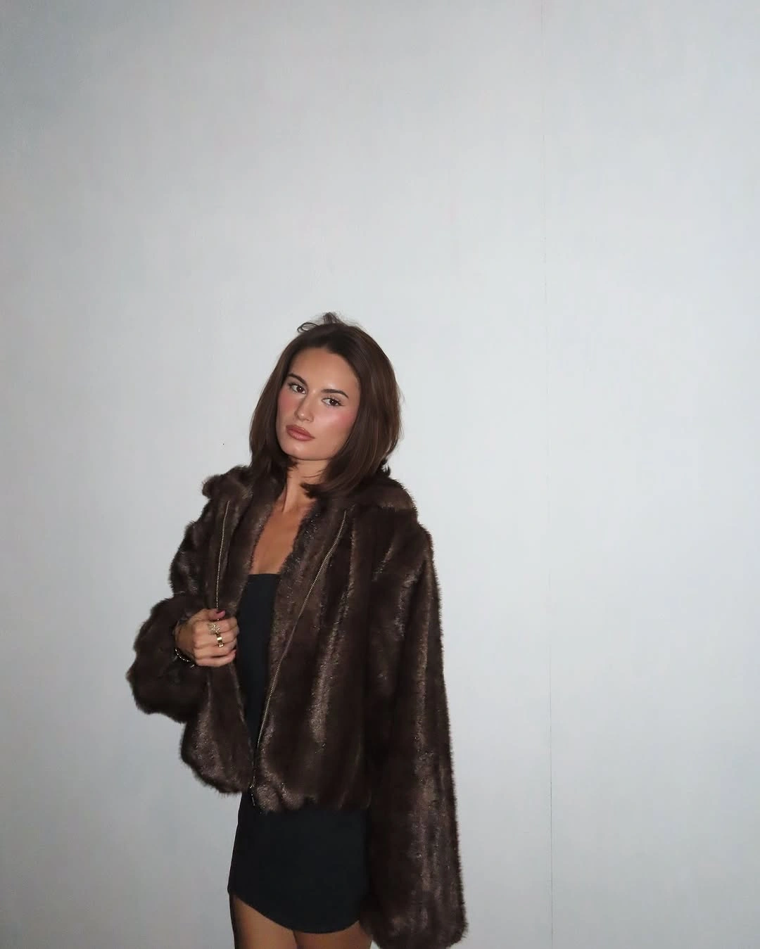 faux fur jacket Dark Espresso Faux Fur With Evening Appeal