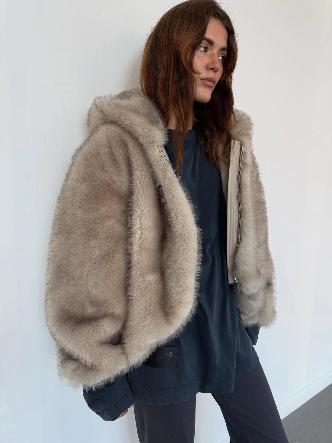 faux fur jacket Relaxed Cream Faux Fur With Everyday Comfort