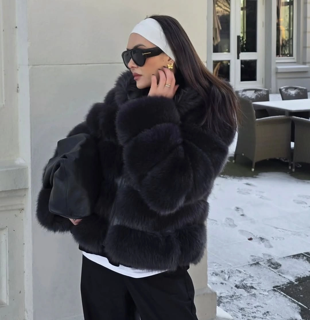 faux fur jacket Classic Black Faux Fur For Effortless Elegance
