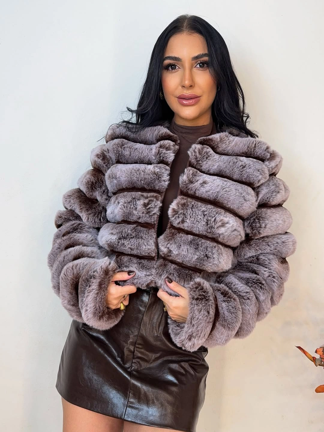 faux fur jacket Textured Grey Layers With Contemporary Appeal