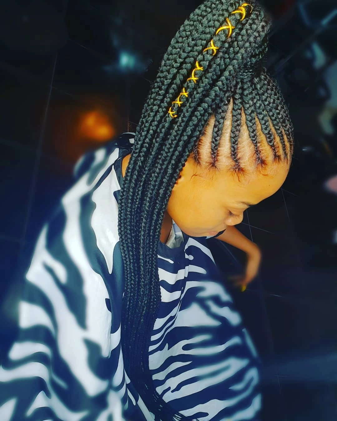 feed in braid hairstyles High Feed-In Ponytail with Bold Accent Wraps