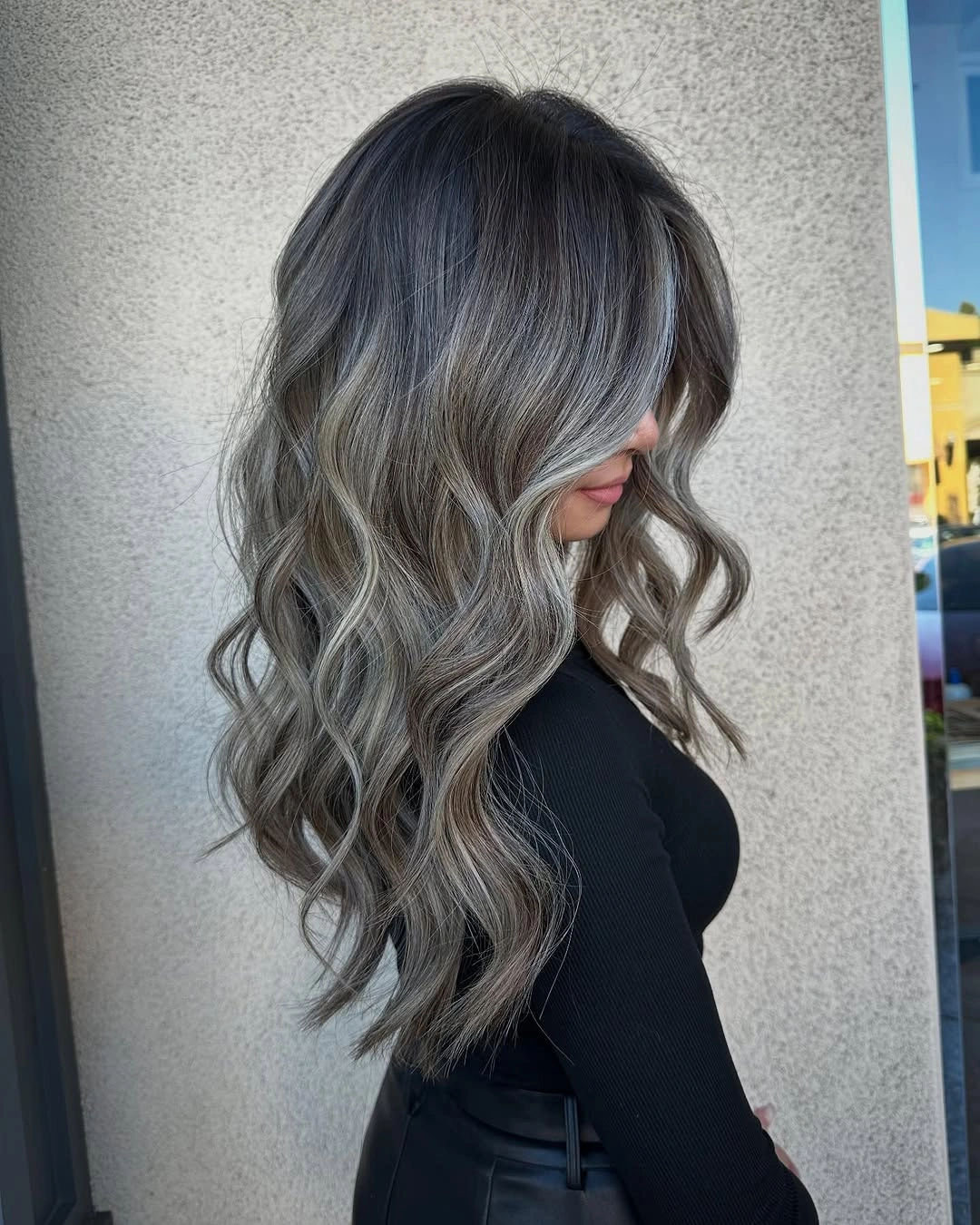 full head babylights blonde on brown hair Warm Brunette Waves with Delicate Honey Ribbons