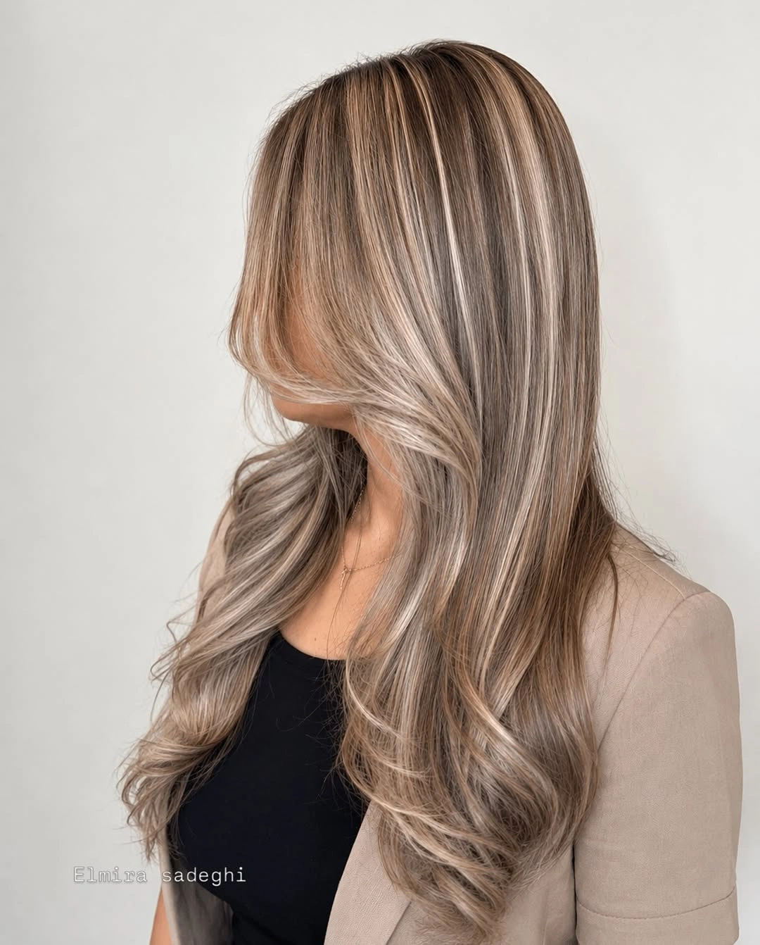 full head babylights blonde on brown hair Bright Champagne Blonde Babylights with Luxe Contrast