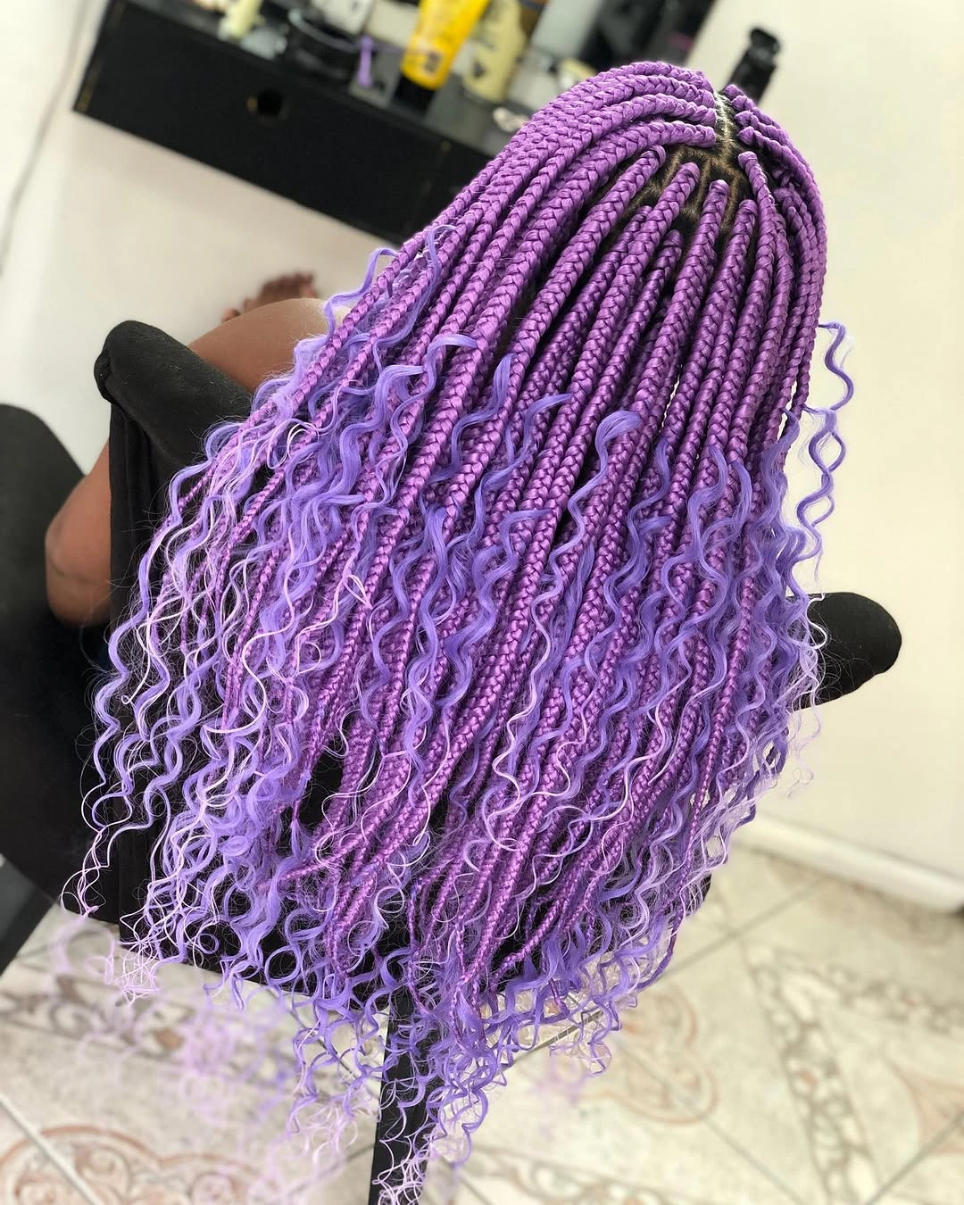 goddess braid Lavender Goddess Braids With Dreamy Curly Ends