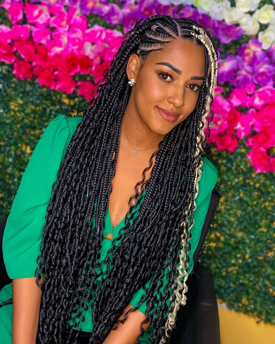 goddess braid Long Goddess Braids With Bright Blonde Accent Pieces