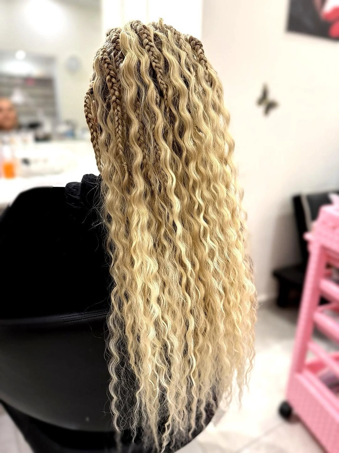 goddess braid Honey Blonde Goddess Braids With Soft French Curl Finish