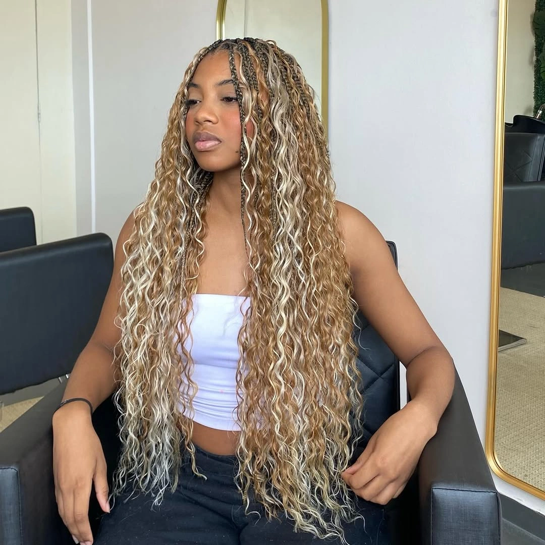 goddess braid Honey Blonde Goddess Braids With Dimensional Beachy Curls