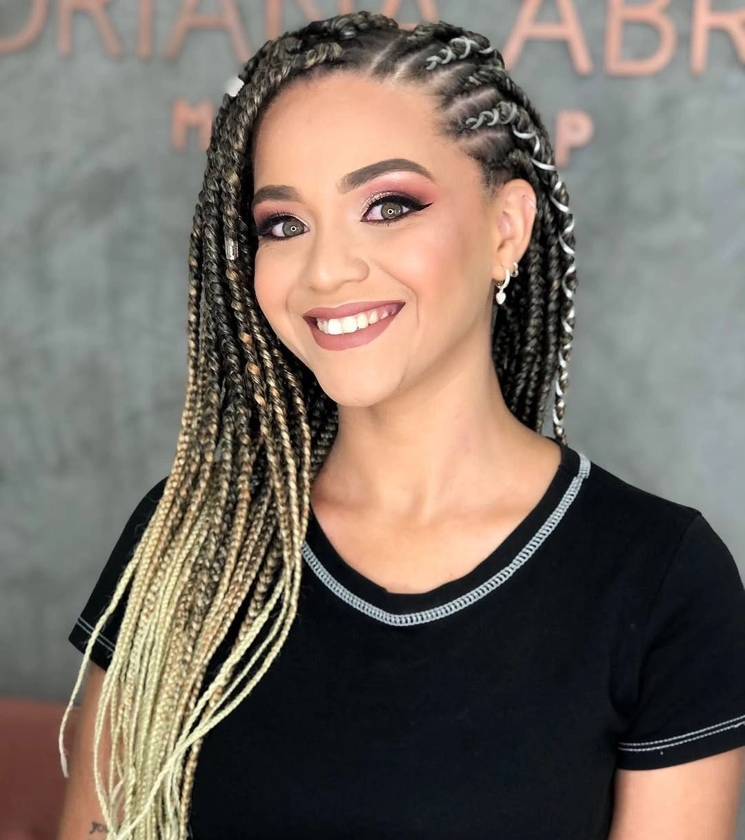 goddess braid Ash Blonde Goddess Braids With Sleek Fulani Details