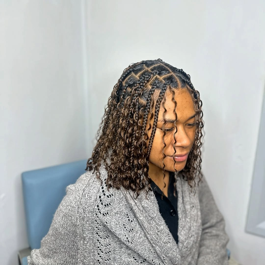 goddess braid Soft Shoulder-Length Goddess Braids With Natural Curly Texture