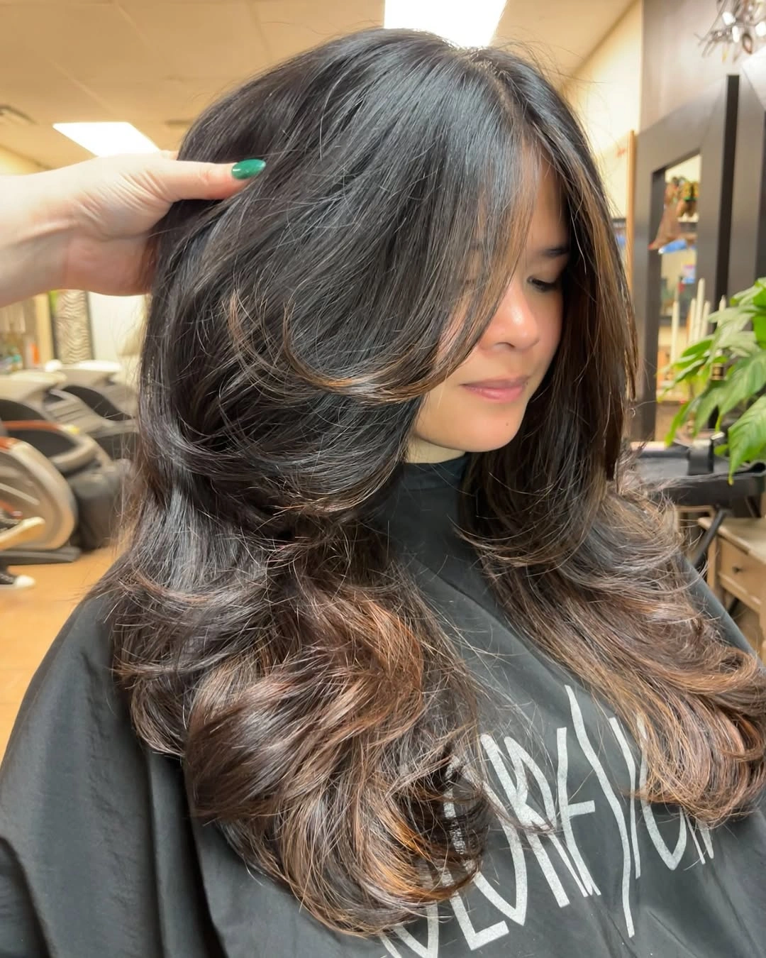 Hair Lowlights: Color Ideas and Inspiration Soft Espresso Layers With Caramel Dimension