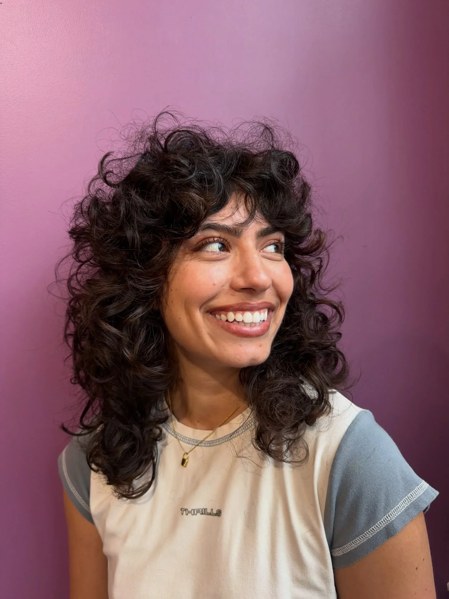 heatless curls hairstyle Layered Curly Shag With Playful Volume