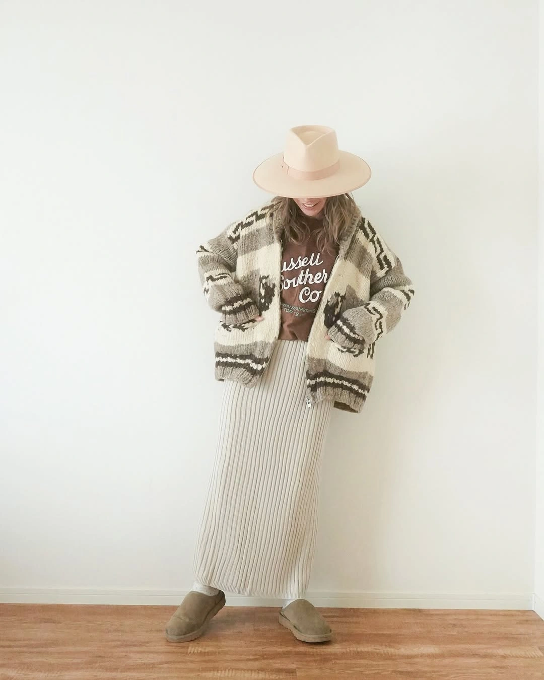 knit skirt outfits fall 2026 Cream Rib Knit Maxi for Relaxed Weekend Dressing