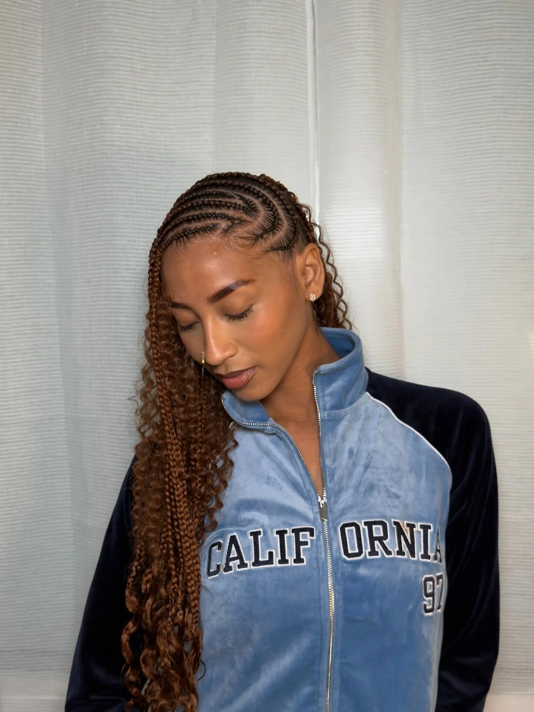 lemonade braid hairstyle Soft Cinnamon Lemonade Braids with Loose Curly Texture