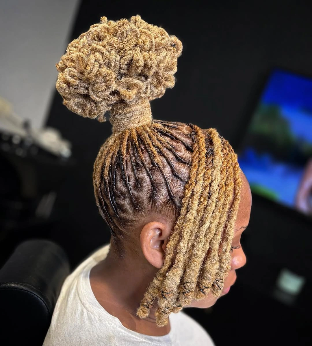 locs hairstyles for black women Elegant Blonde High Bun with Face-Framing Locs