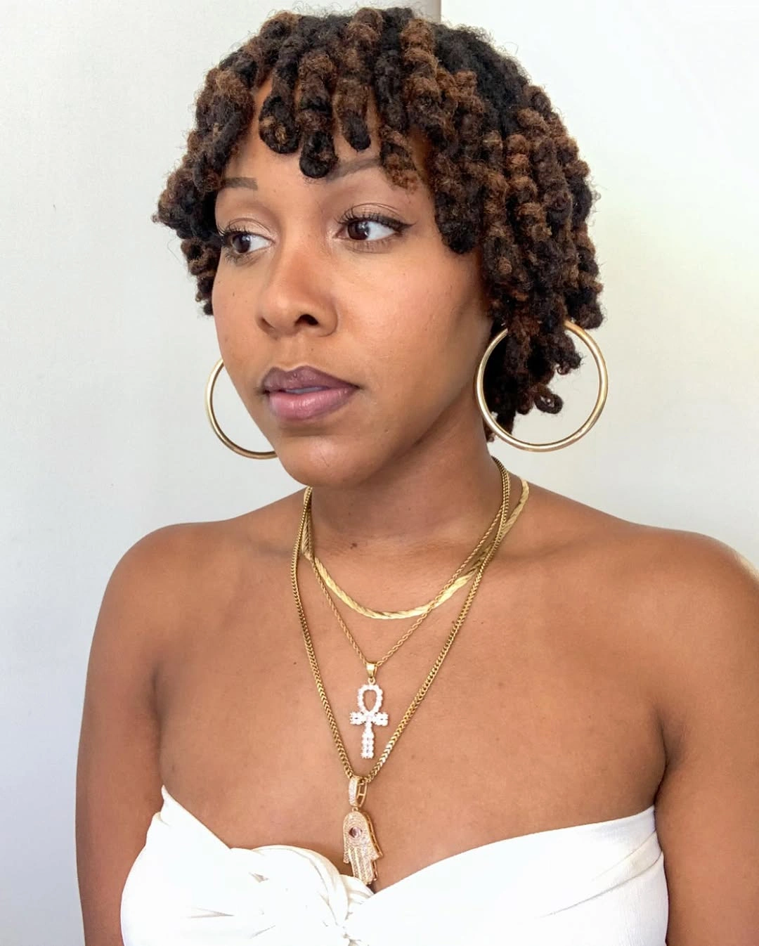 locs hairstyles for black women Soft Bob-Length Locs with Natural Curly Fringe