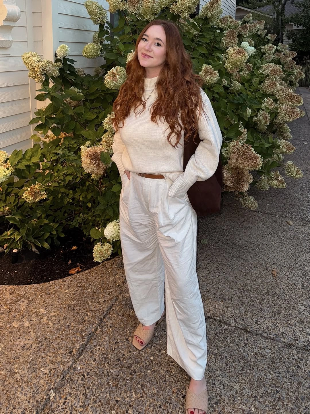 September fashion trends 2026 Cream Knit With Pleated White Trousers