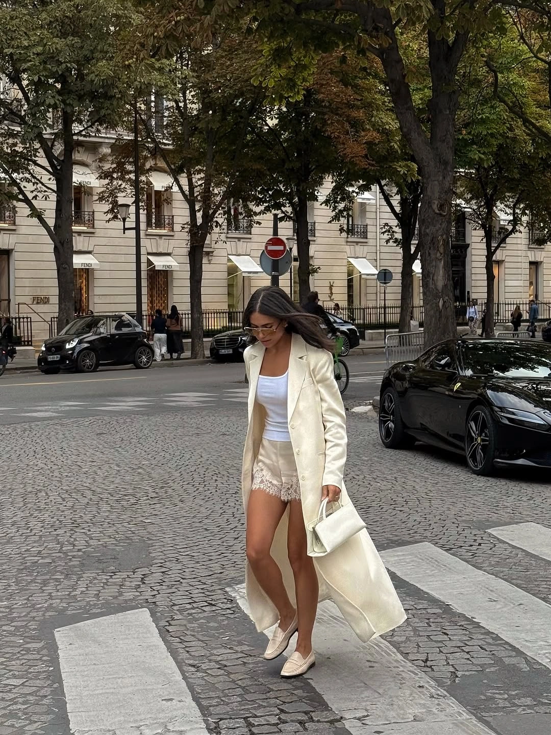 September fashion trends 2026 White Coat Over A Cream Mini Dress