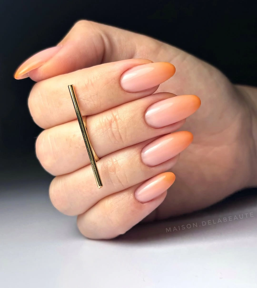 September nail designs 2026 Peachy Almond Nails With a Creamy Gloss