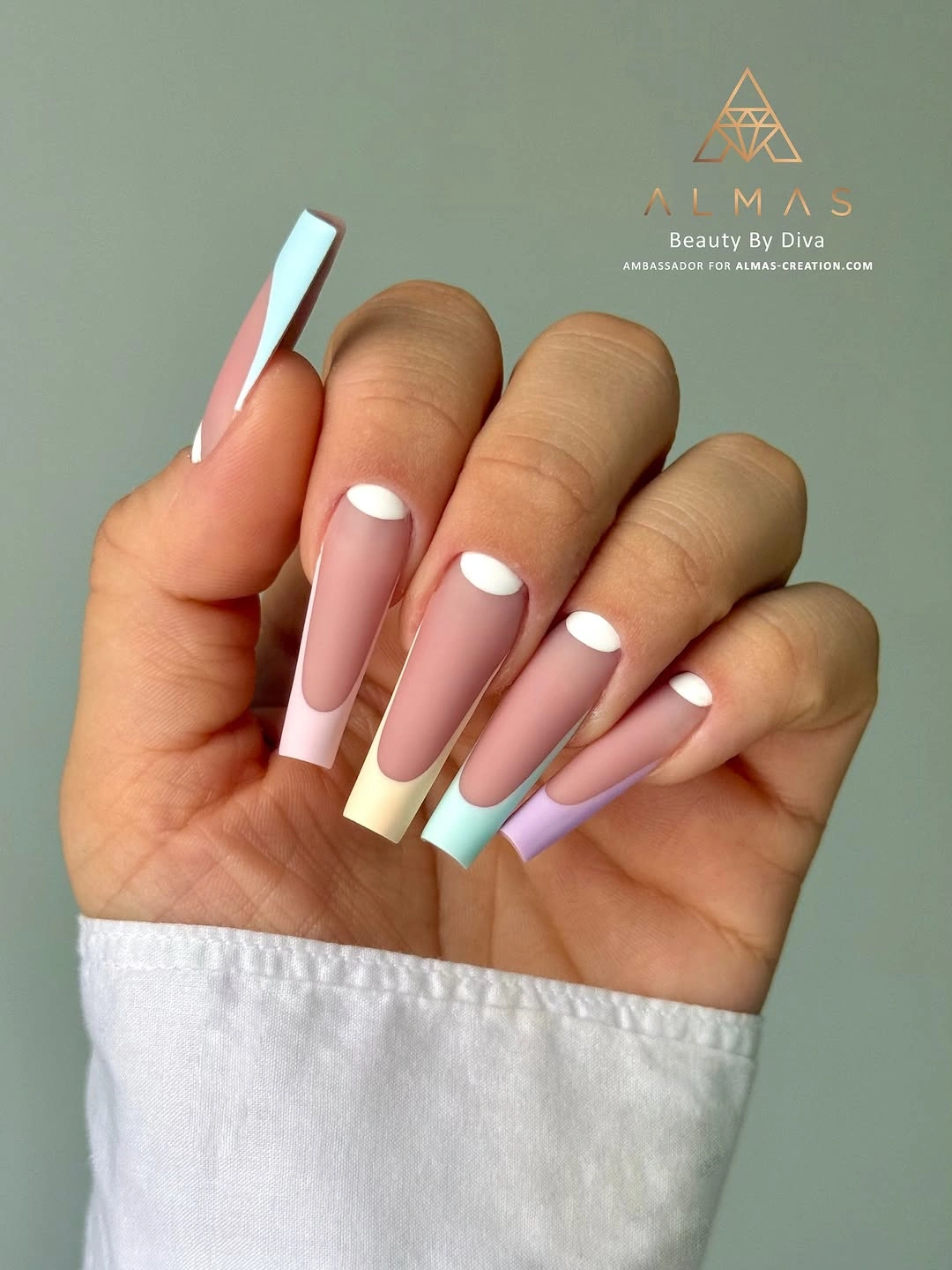 September nail designs 2026 Pastel French Tips on Long Square Nails