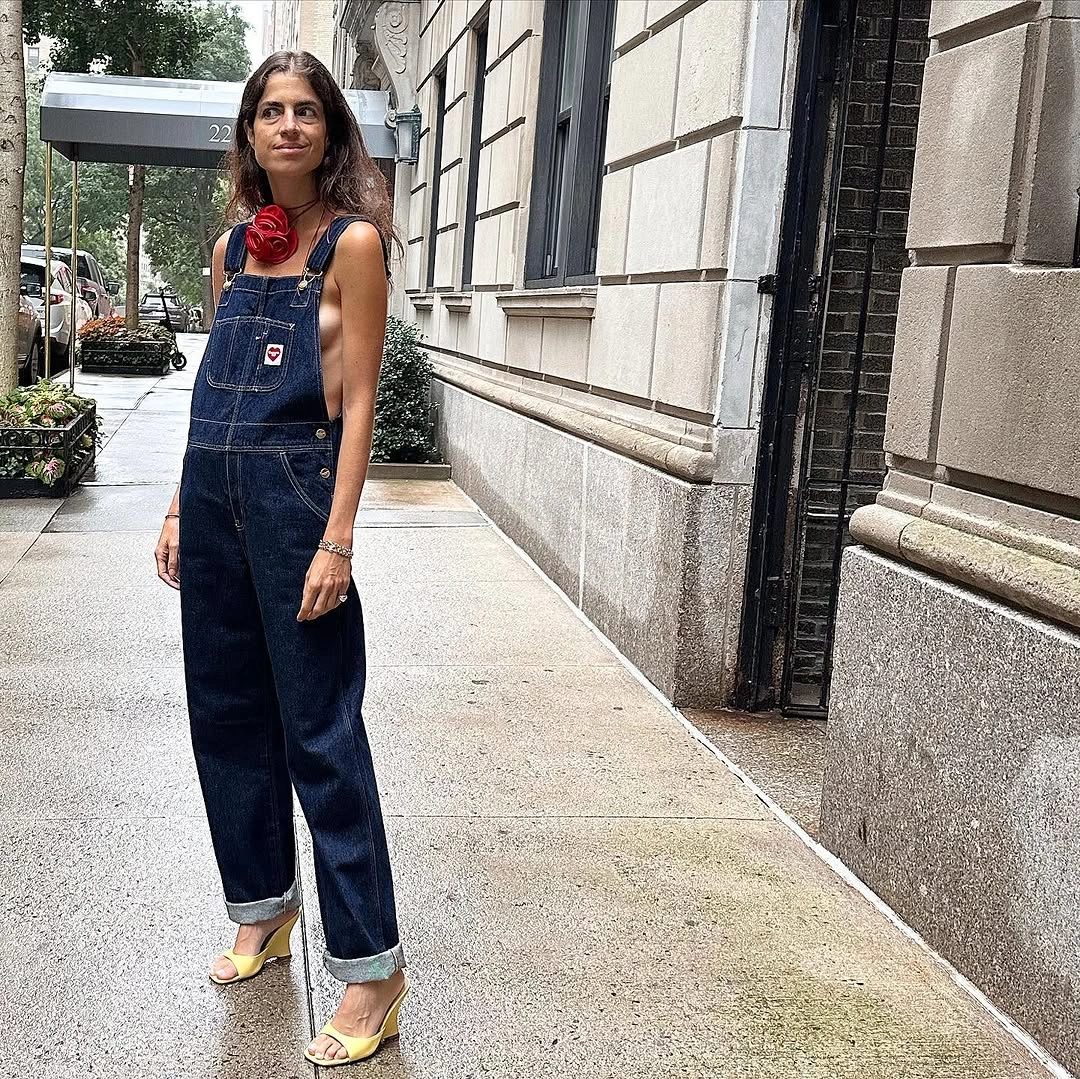 September outfits ideas 2026 Denim Overalls With A Red Neck Scarf