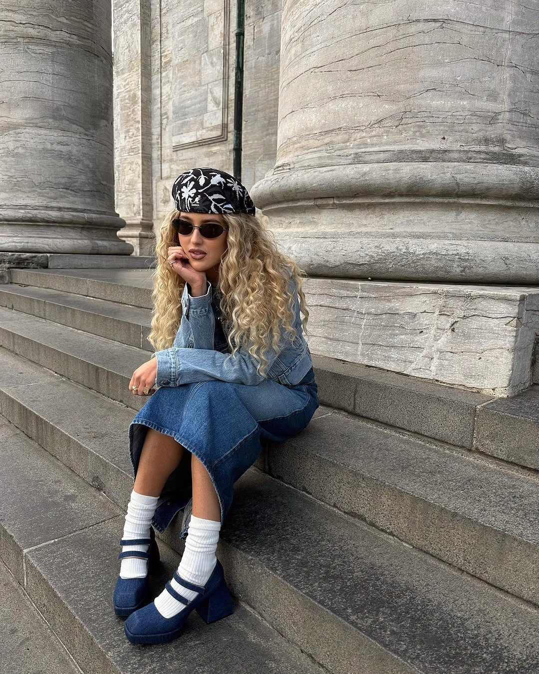 September outfits ideas 2026 Denim Mini With A Bandana And Mary Janes