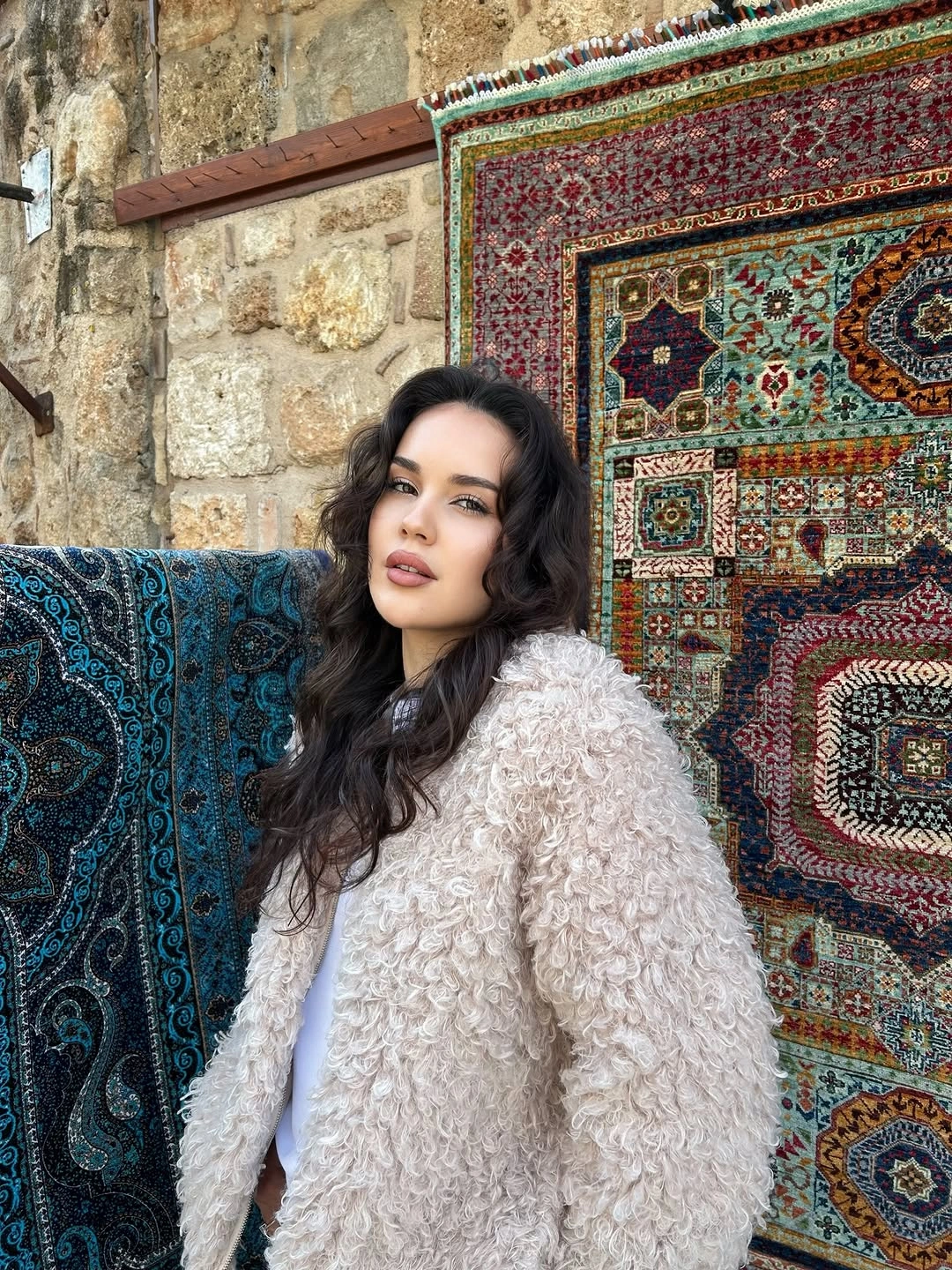 shaggy jacket Soft Curly Texture with Romantic Bohemian Influence