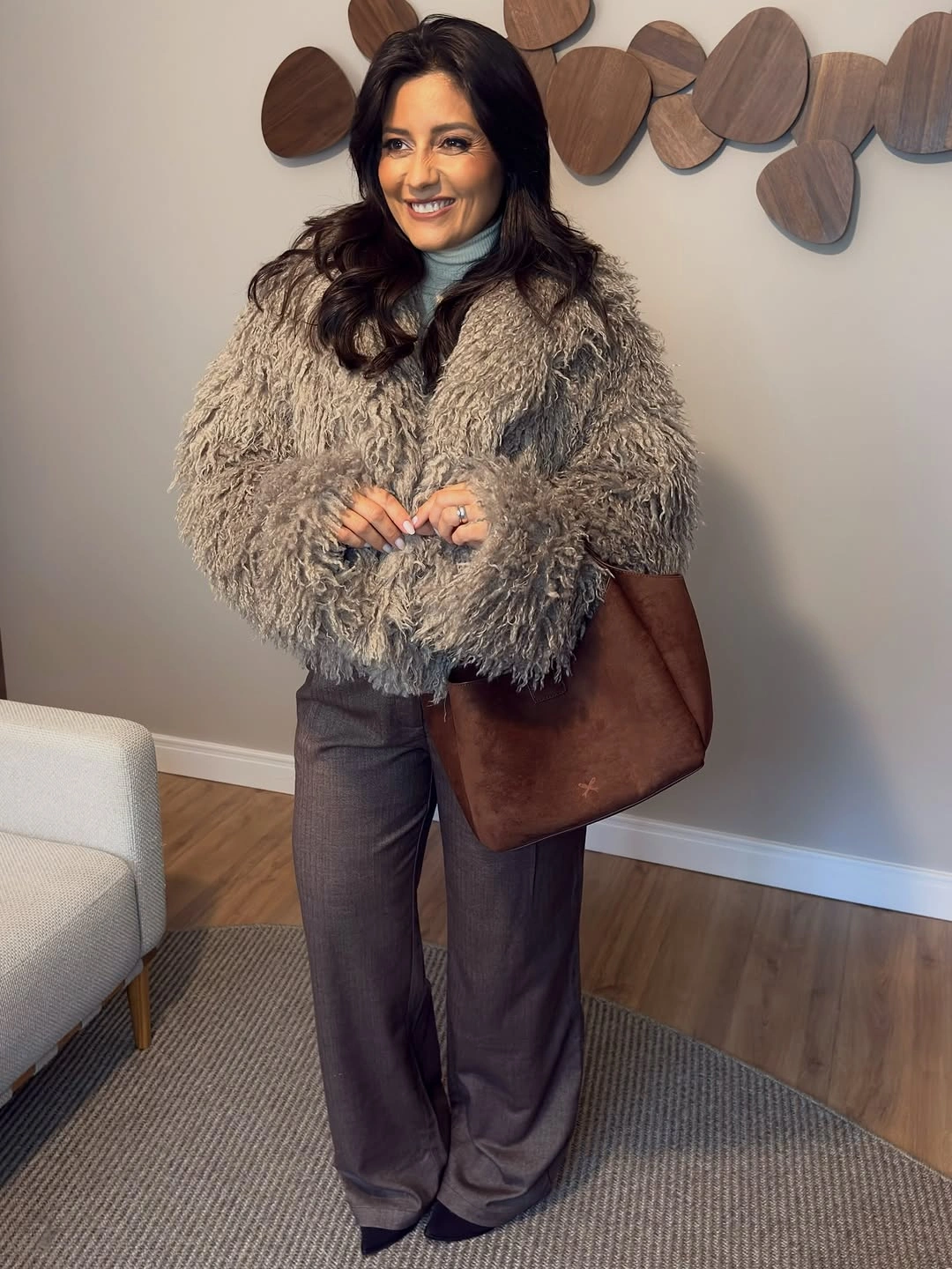 shaggy jacket Office Chic with a Sophisticated Gray Shaggy Jacket