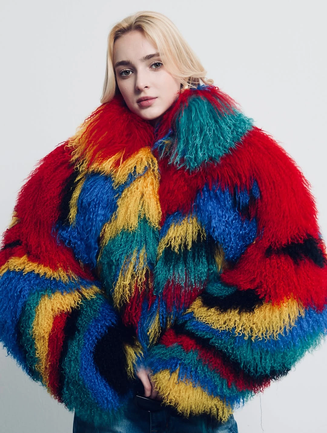 shaggy jacket Bold Color Blocking for Maximum Fashion Confidence
