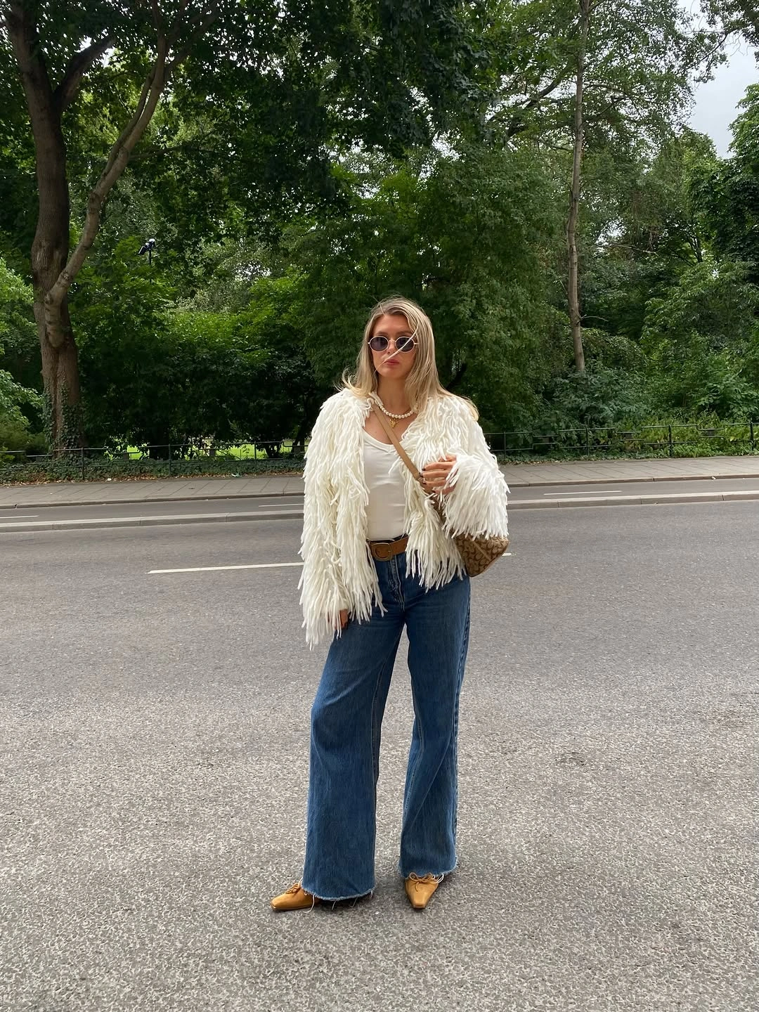 shaggy jacket Easy Street Style with a White Shaggy Statement Layer