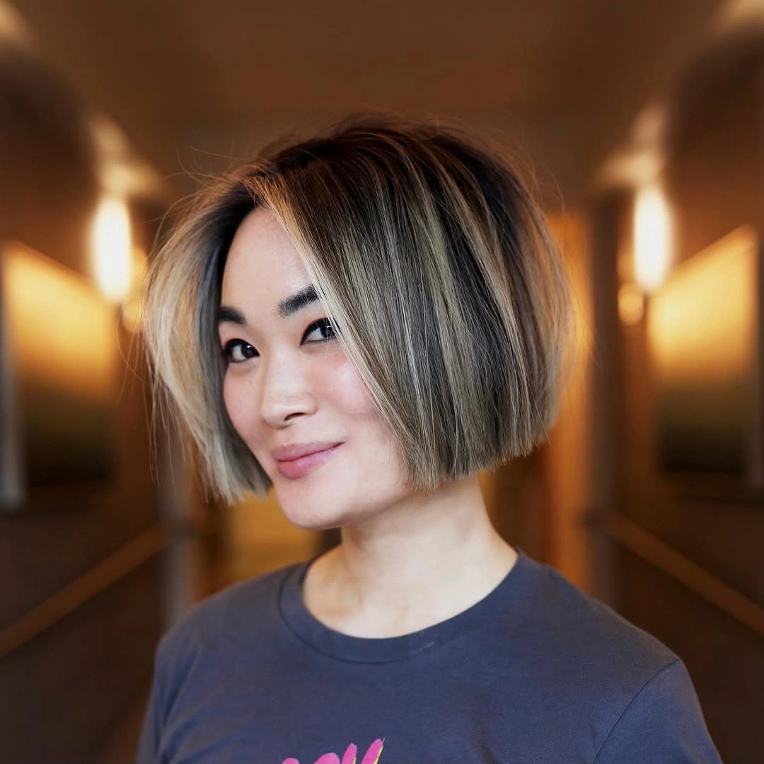 short bobbed hairstyle Textured Blonde Bob With Airy Volume