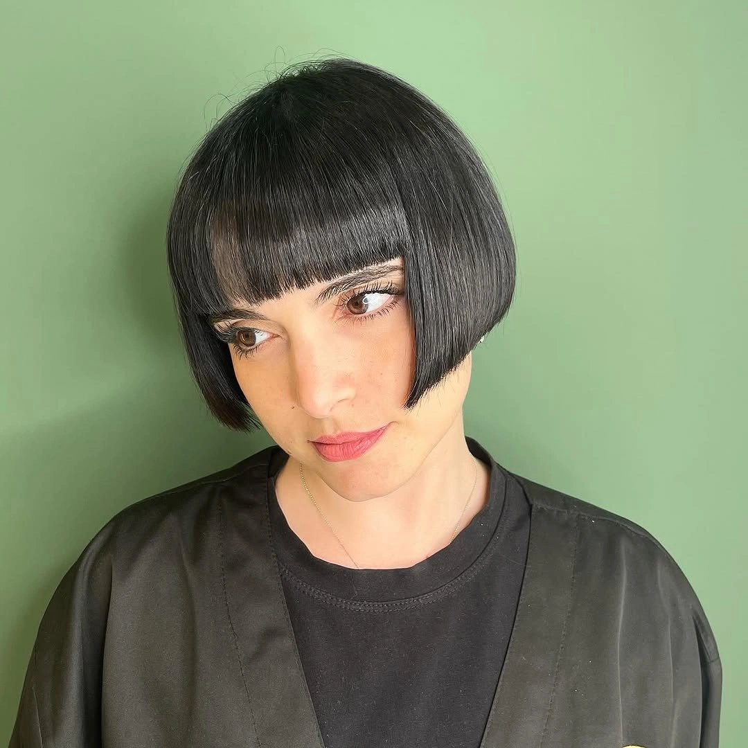 short bobbed hairstyle Parisian Precision Bob With Sculpted Micro Fringe