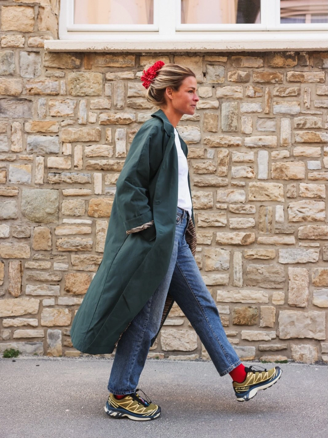 Trench coat fall outfits 2026 Sporty Sneakers Meet Tailored Outerwear Beautifully