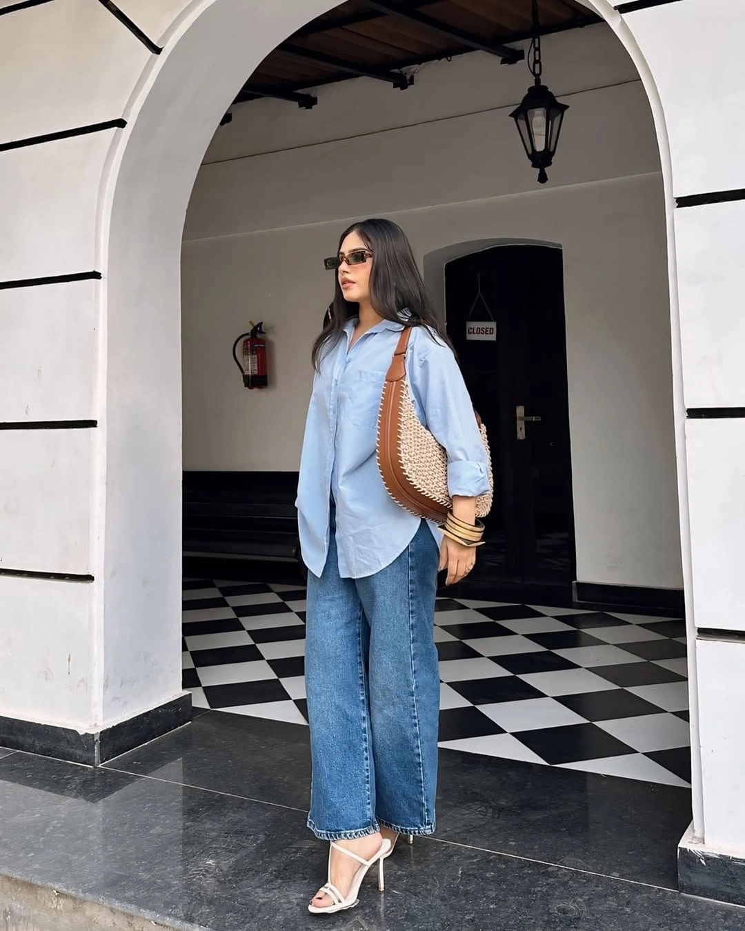 wide leg jeans outfit fall 2026 Soft Blue Layers for Polished Everyday Dressing
