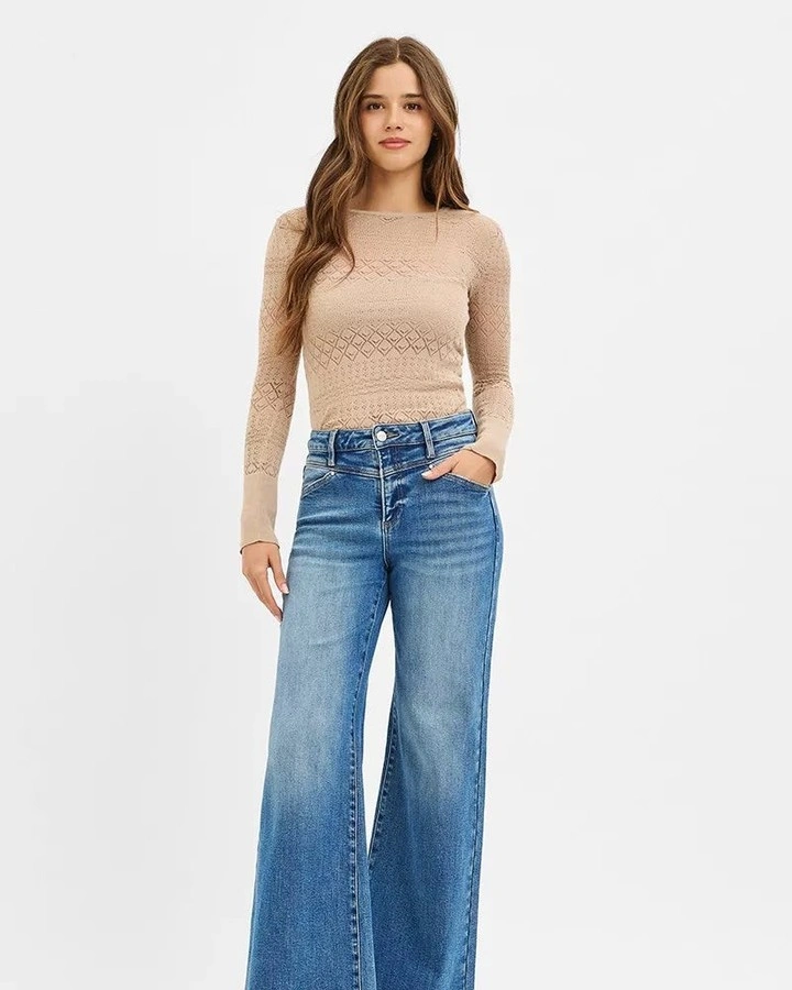 wide leg jeans outfit fall 2026 Elegant Knitwear That Elevates Wide-Leg Denim