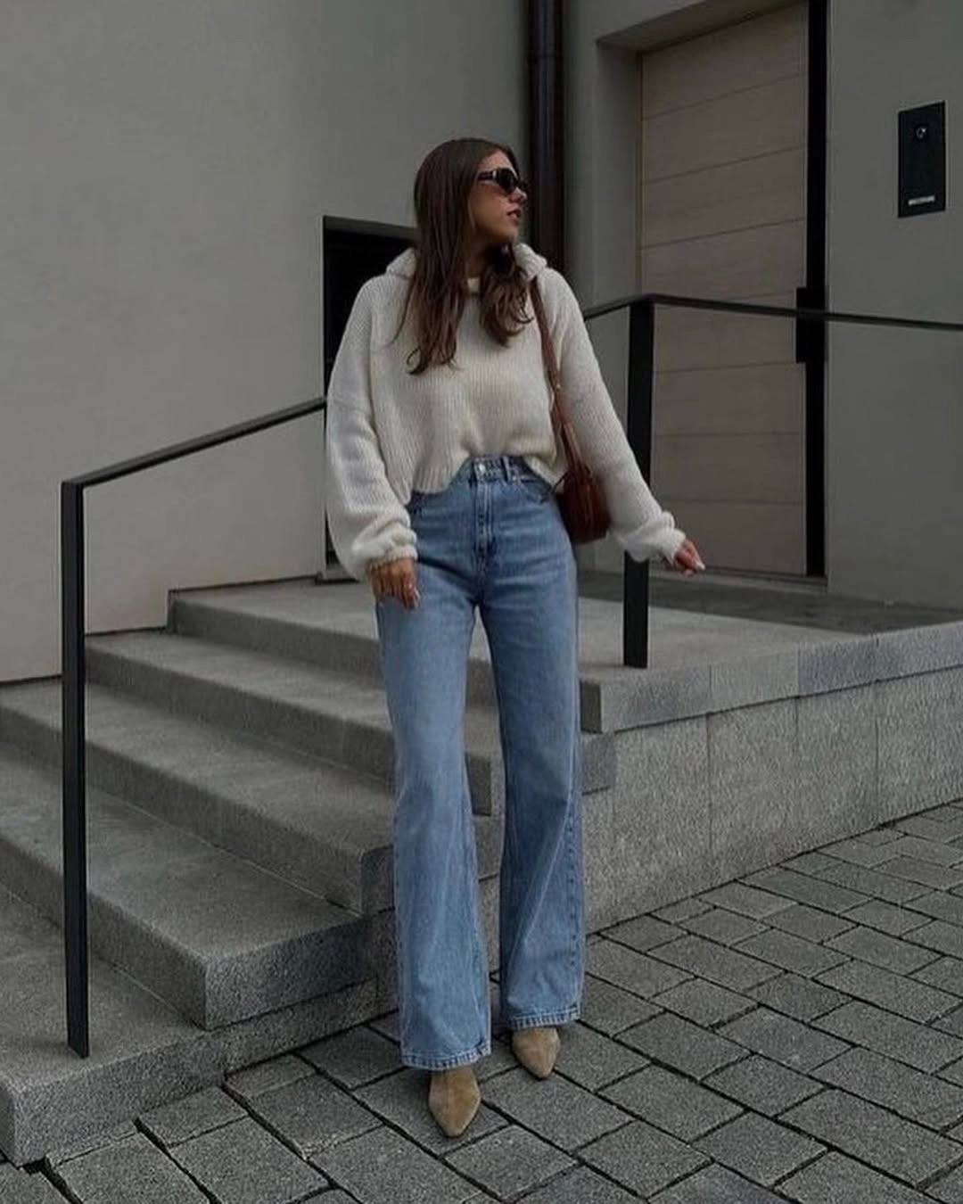 wide leg jeans outfit fall 2026 Cream Knit and Soft Denim for Effortless Fall Days