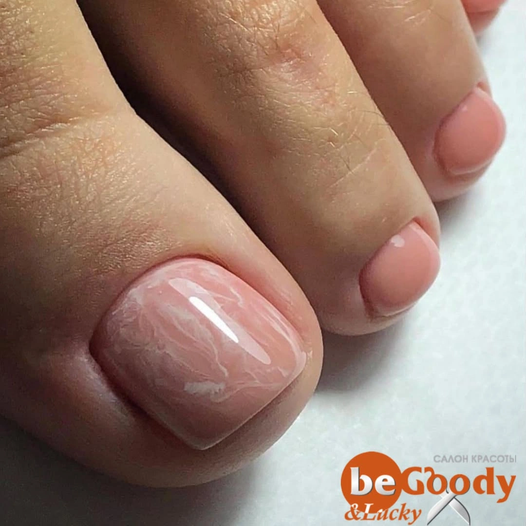 Soft pink marble big toe pedicure
