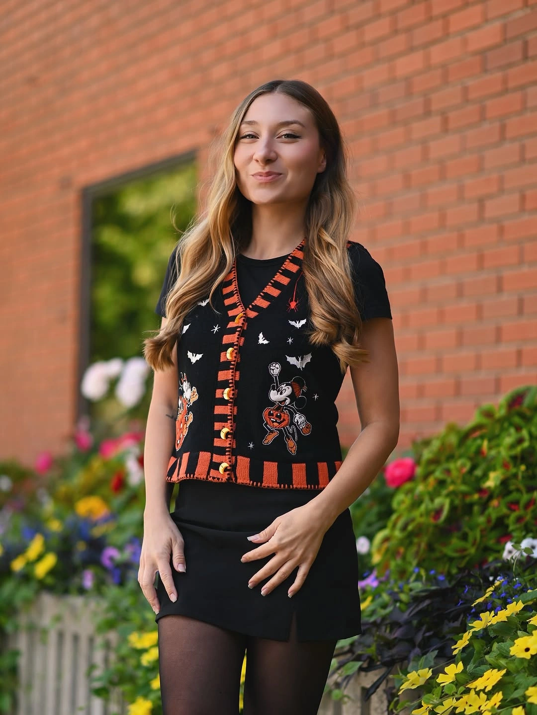 Nightmare Before Christmas mini dress costume with orange striped tie and character art